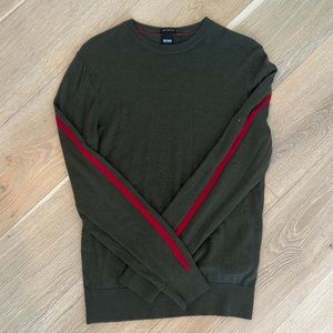 Hugo Boss Men Virgin Wool Crew Neck Sweater Arm Stripped M